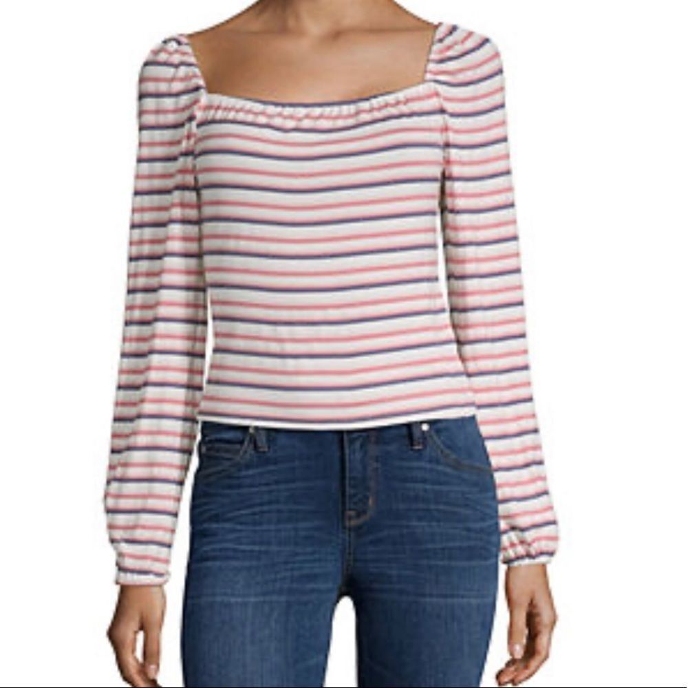 Sunset & Sixth Square Neck Long Sleeve striped XS